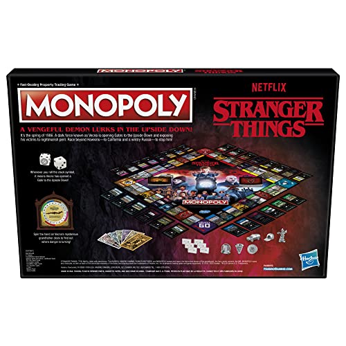 MONOPOLY: Netflix Stranger Things Edition Jeu de société pour adultes et adolescents à partir de 14 ans, jeu pour 2 à 6 joueurs, inspiré de Stranger Things saison 4, multicolore, L, (F2544) – Image 4