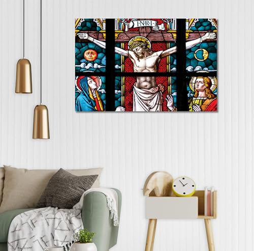 Image of Tamatina Religious Art Canvas Painting|Jesus Crucifixion|Size-13X9 Inches.j393