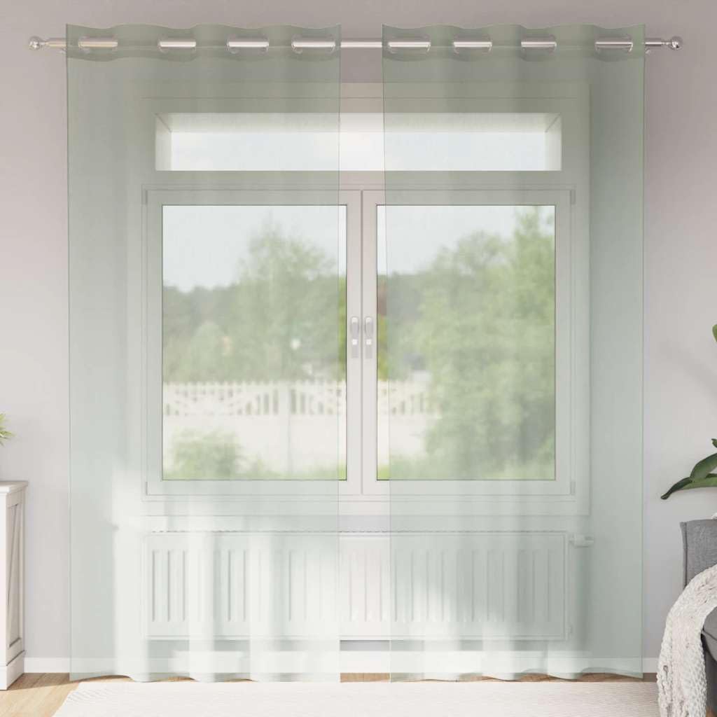 Rideaux en voile gris clair 140x245 cm | Lot de 2 voilages semi-transparents à œillets