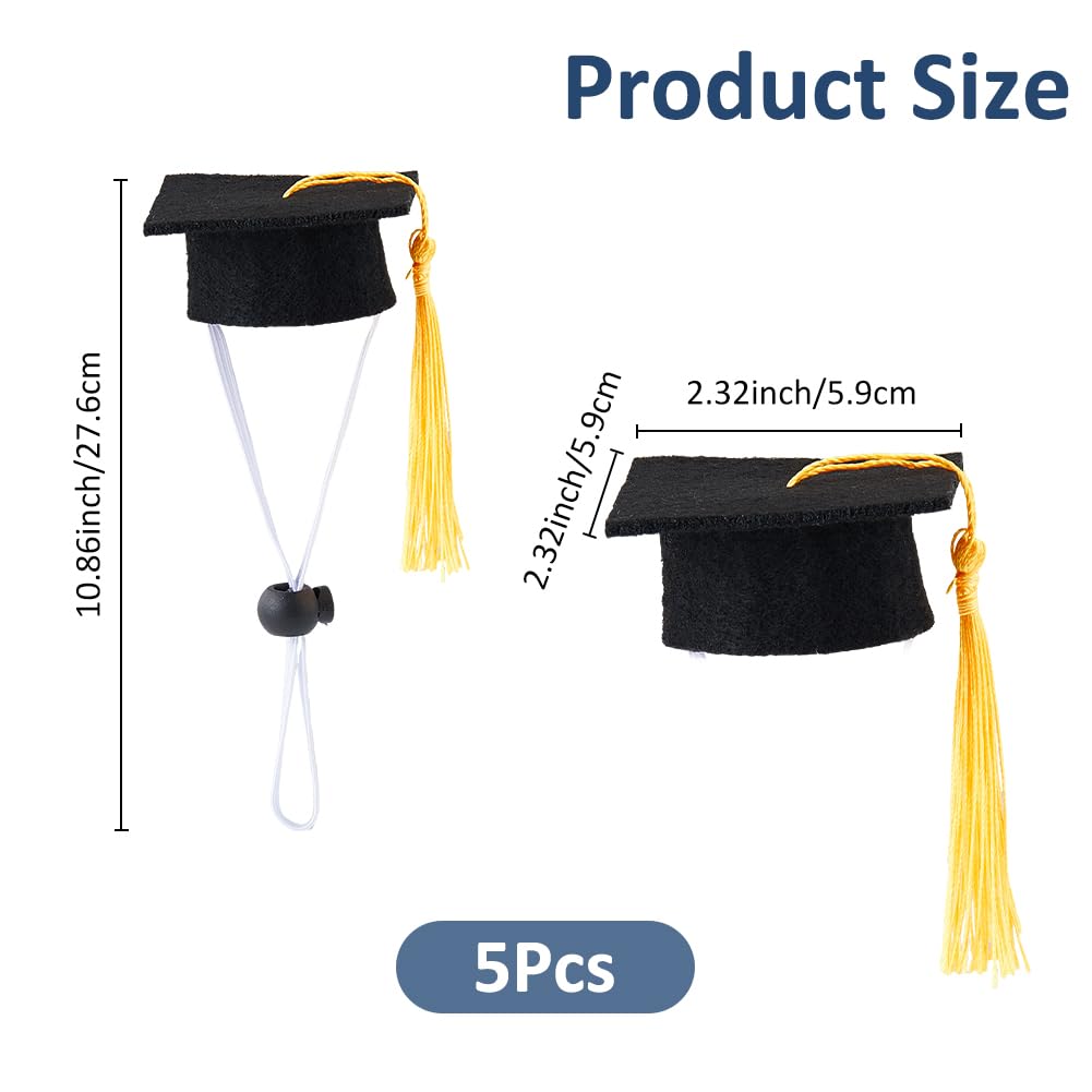 SUPERFINDINGS 5Pcs Pet Graduation Hats Mini Graduation Hats with Yellow Tassel Small Animal Bachelor Hat Black Pet Graduation Costume Props for Animal Pet Accessory - Image 2