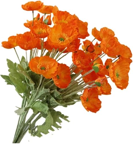 Provence - Flor artificial de poliuretano de tacto real para decoración de boda, hogar, oficina, dormitorio (naranja)