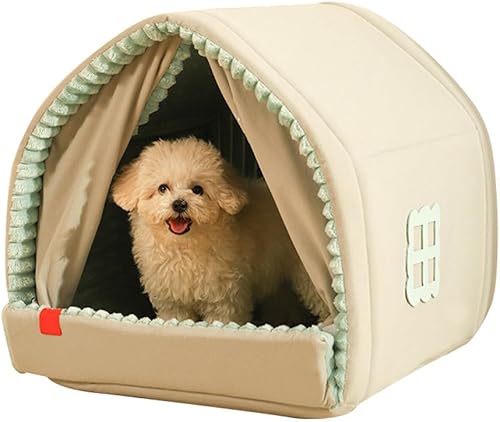 Casa para perros totalmente cerrada, tienda de campaña para mascotas, nido de perro, súper cálida, para interiores, para perros y gatos