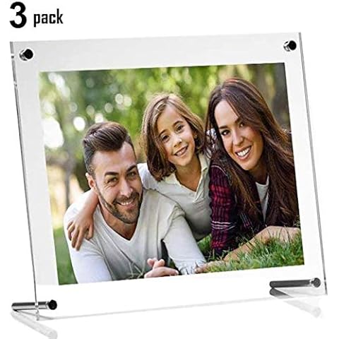Ailelan Picture Frame, 8.5x11 Clear Acrylic Photo Frame A4 Letter Size Decorative Poster Frame Desktop Tabletop Display(3 Pack) (Full Frame is 9.4x13.4 inch) Cover