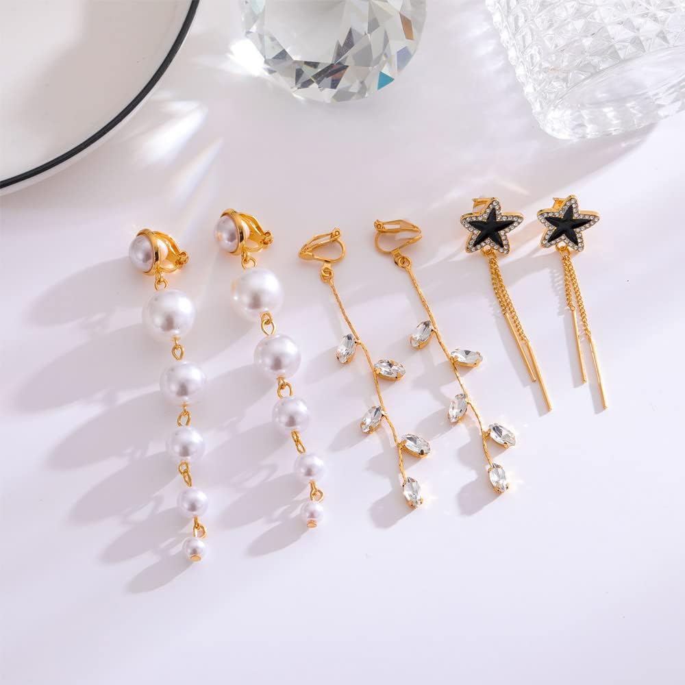 15 Pairs Clip on Earrings Set for Women Teens Simulated CZ Pearl Clip on Earrings for Women Hypoallergenic Non Pierced Earrings Jewelry Gift - Image 3