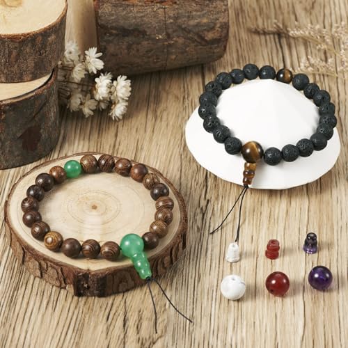 Crafans 12 Sets 3 Hole Guru Beads Gemstone Buddhist Beads 3T-Drilled Beads Buddha Assorted Beads Cone Beads Tiger Eye Quartz Spacer Beads for DIY Jewelry Making - Image 2