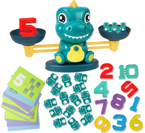 Dinosaur Math Balance Toys, Montessori Toys for 3 Years Old Kids, Toddler Educational Toys for 4 5 6 7 Year Old Boys and Girls - Birthday Gifts for Kids Ages 3-5 5-7