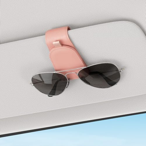 Image of Sotfamily Sunglass Holder for Car Visor, Pink, 2 Packs | Suede Cloth, Magnetic, Organizer for Car Accessories