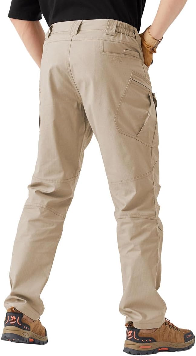 Men's Tactical Cargo Work Pants with Knee Pads, Water Resistant Ripstop Outdoor Hiking Combat Pants 10 Multi-Pockets