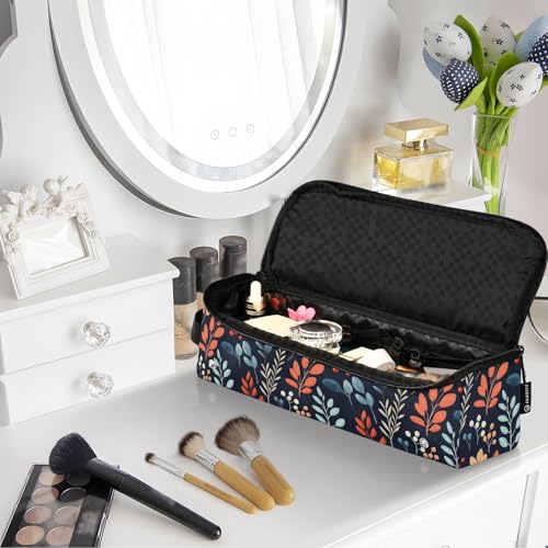 Bolsa organizadora resistente al calor para herramientas de cabello con diseño Leaf Fir Marble, incluye tapete aislante térmico portátil miniatura 7