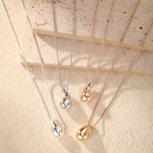 Dainty Gold Necklace for Women, 14K Gold Plated Pear Pendent Necklace Teardrop Pendent Necklace Gold Jewelry for Women2