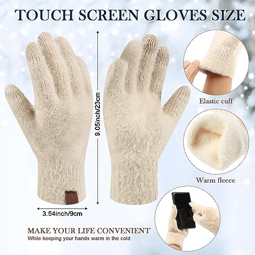 Sintege 5 Pieces Winter Beanie Hat Long Scarf Touchscreen Gloves Foldable Ear Muffs Socks Fleece Sets for Women Men2