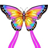 Butterfly kite for kids HONBO Schmetterling Drachen Butterfly Kites, flugdrachen für Kinder und Erwachsene,Einfach zu fliegen Riesige Drachen für Kinder(Pink)