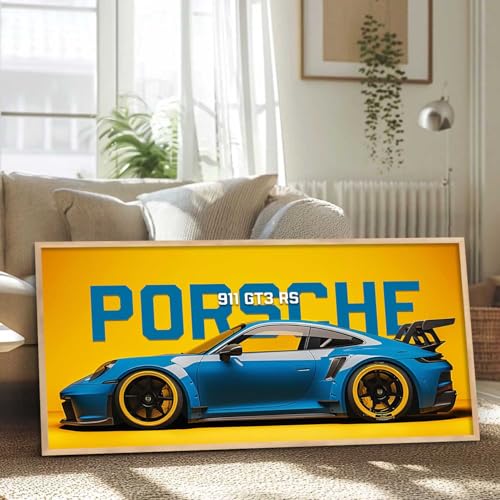 Image of kotart Big 911 GT3RS Porsche Car Framed Posters Gift Items for Boys Room Wall Decoration Bedroom Living Room Office Studio Decor | Car Poster Frame for Wall Decor Set Of 1 Size (13 x 25 inch)