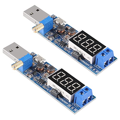 2PCS USB Step UP/Down Power Supply Module, Adjustable DC-DC 5V to 3.5V / 12V Boost Buck Converter Out 1.2V-24V