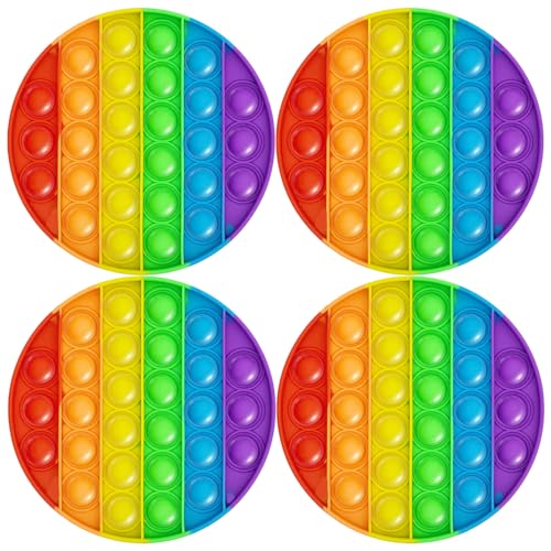 4 Stück Push POP BubbleToy Set - Bubble Popet Antistress Spielzeug,Sensorisches lindert Autismusangst,Antistress Spielzeug Regenbogen für Kinder und Erwachsene (Fidget-Rainbow-Circle)