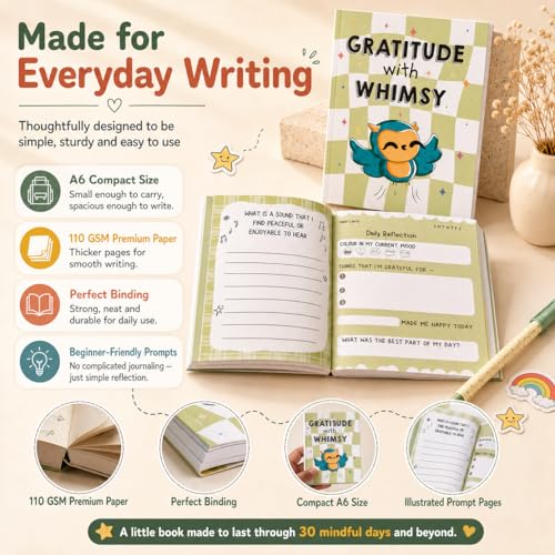 Image of 30-Day A6 Gratitude Journal with Prompts & Exercises