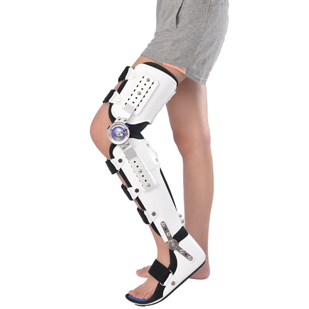 Tutore di Supporto per Ginocchio E Piede con Cerniera, Tutore Ortopedico Stabilizzatore per Tutta La Gamba per Lesioni agli Arti Inferiori, Protezione per Ginocchio E Piede, Utilizzato, Left