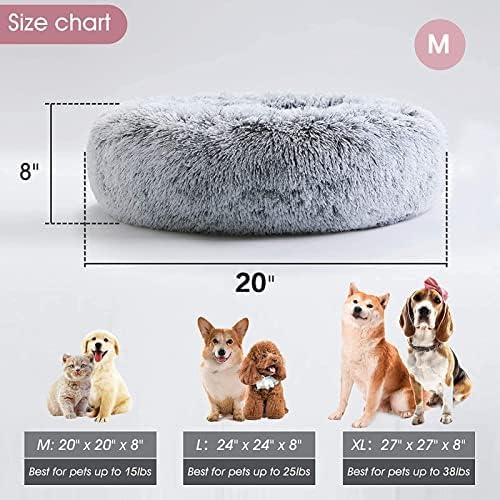 تي دو سرير للكلاب والقطط، سرير دائري مضاد للقلق وقابل للغسل في الغسالة، سرير للكلاب والقطط من الفرو الصناعي المنفوش مع قاعدة مضادة للانزلاق للكلاب والقطط الصغيرة والمتوسطة والكبيرة (50 سم)