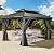 YITAHOME 12x14ft Hardtop Gazebo, Heavy Duty Double Roof Galvanized Steel Outdoor with Nettings and Curtains Combined of Vertical Stripes Roof for Patio, Backyard, Deck, Lawns, Gray