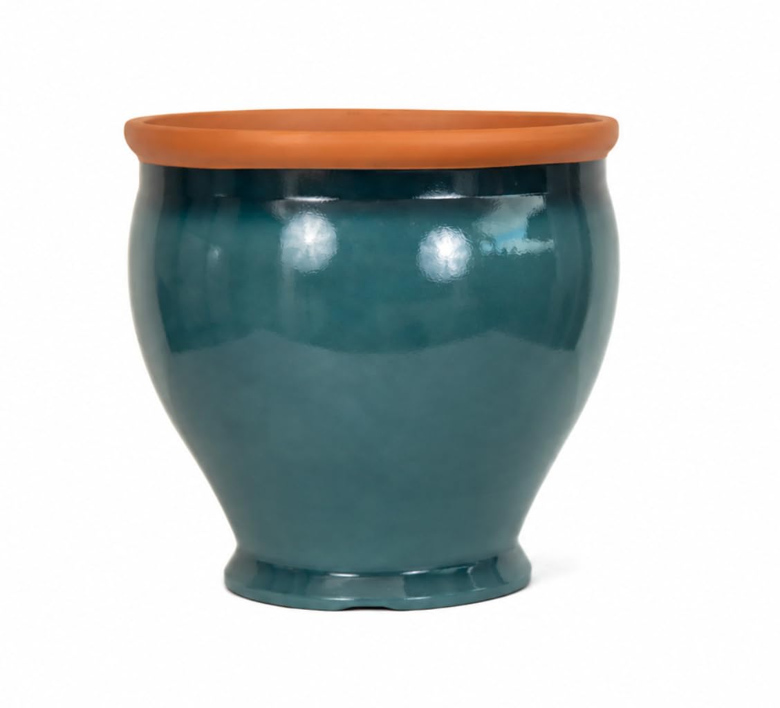 Muddy Hands 40 Litre Windsor Decorative Plant Pot for Indoor & Outdoor Use, Lightweight 100% Recycled Plastic Flower Planter, Frost Proof, UV Resistant, Ceramic-Look Finish, Teal