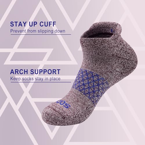 Sooni Ankle Socks - Unisex Athletic Cushioned Breathable Low Cut Tab With Arch Support, Comfort Fit Performance Multipack2