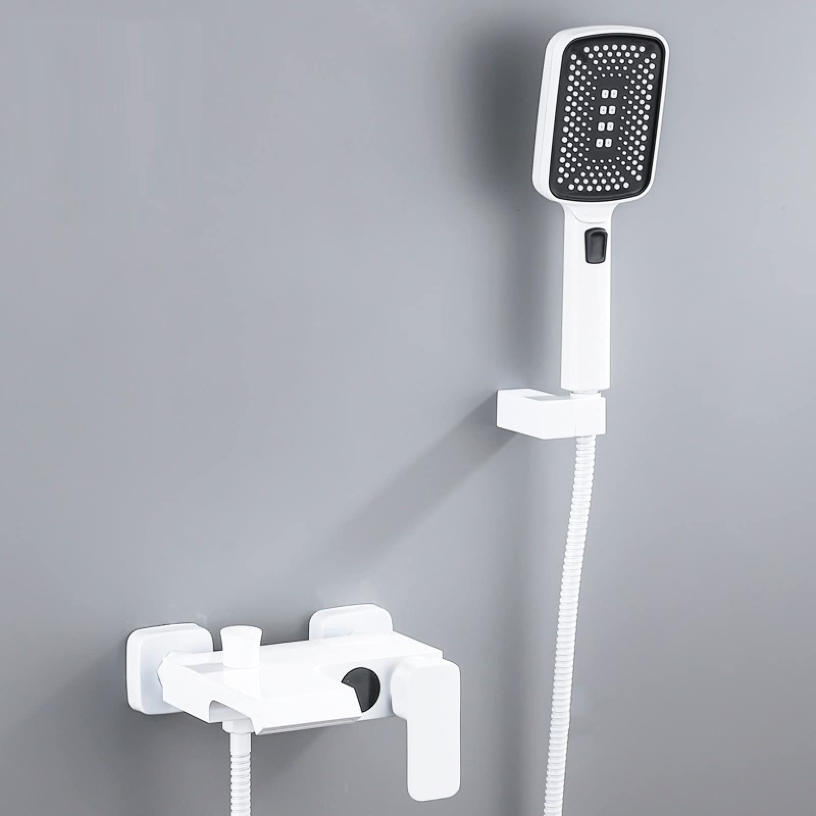 OZBMA Gun Gray Constant Temperature Simple Digital Display Shower Set Home Bathroom Pressurized Full Copper Water Mixing Valve Bathtub Faucet, White