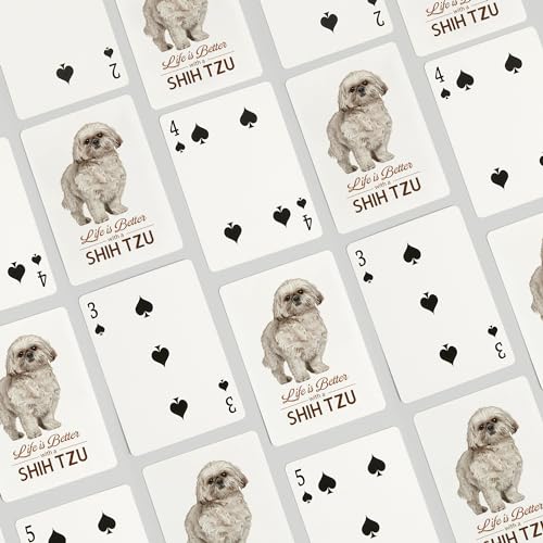 Baraja cartas póker Shih Tzu Life is Better 52 naipes miniatura 4