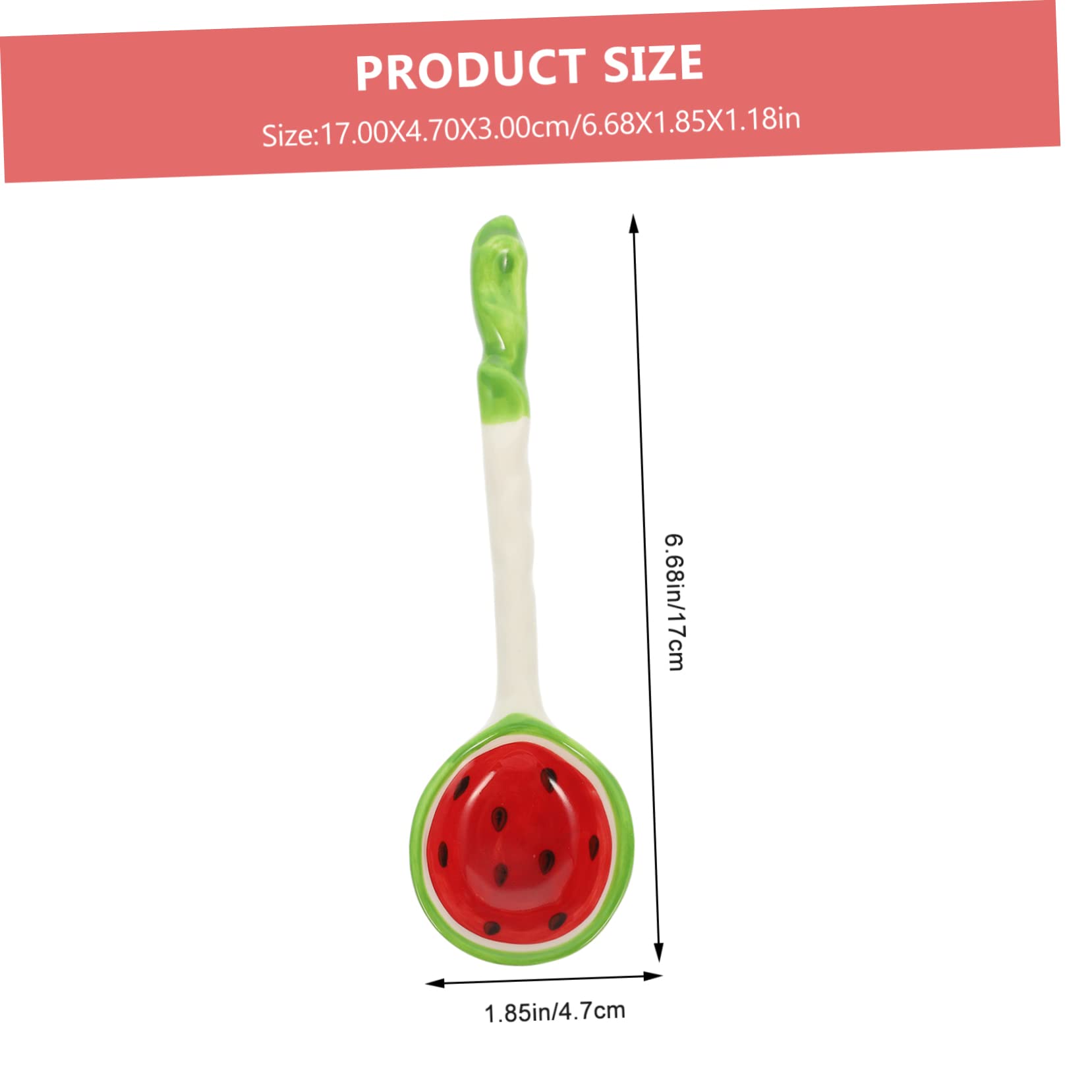 Cereal Bowl Cereal Spoon 2Pcs Large Ceramic Spoons With Handle Fruit Pattern Ladles For Kitchen Restaurant