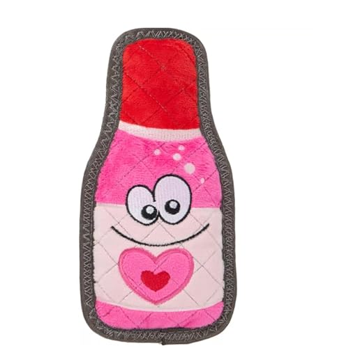 Joyhound Valentine Dog Toy Rip Roarin' Tough Plush Pink Wine Bottle Holiday Squeaker Dog Toy - Aggressive Chewers