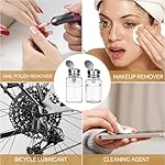 2 Pcs Clear Pump Dispenser Bottles (180ml/6Oz + 100ml), Glass Push Down Liquid Dispenser with Metal Flip Cover, Refillable Press Container for Nail Polish Remover, Makeup Remover & Lotion - Image 3