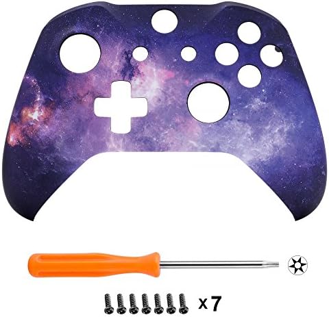eXtremeRate Nebula Galaxy Pattened Soft Touch Front Housing Shell Faceplate Cover for Xbox One S & Xbox One X Controller Model 1708 - Controller NOT Included