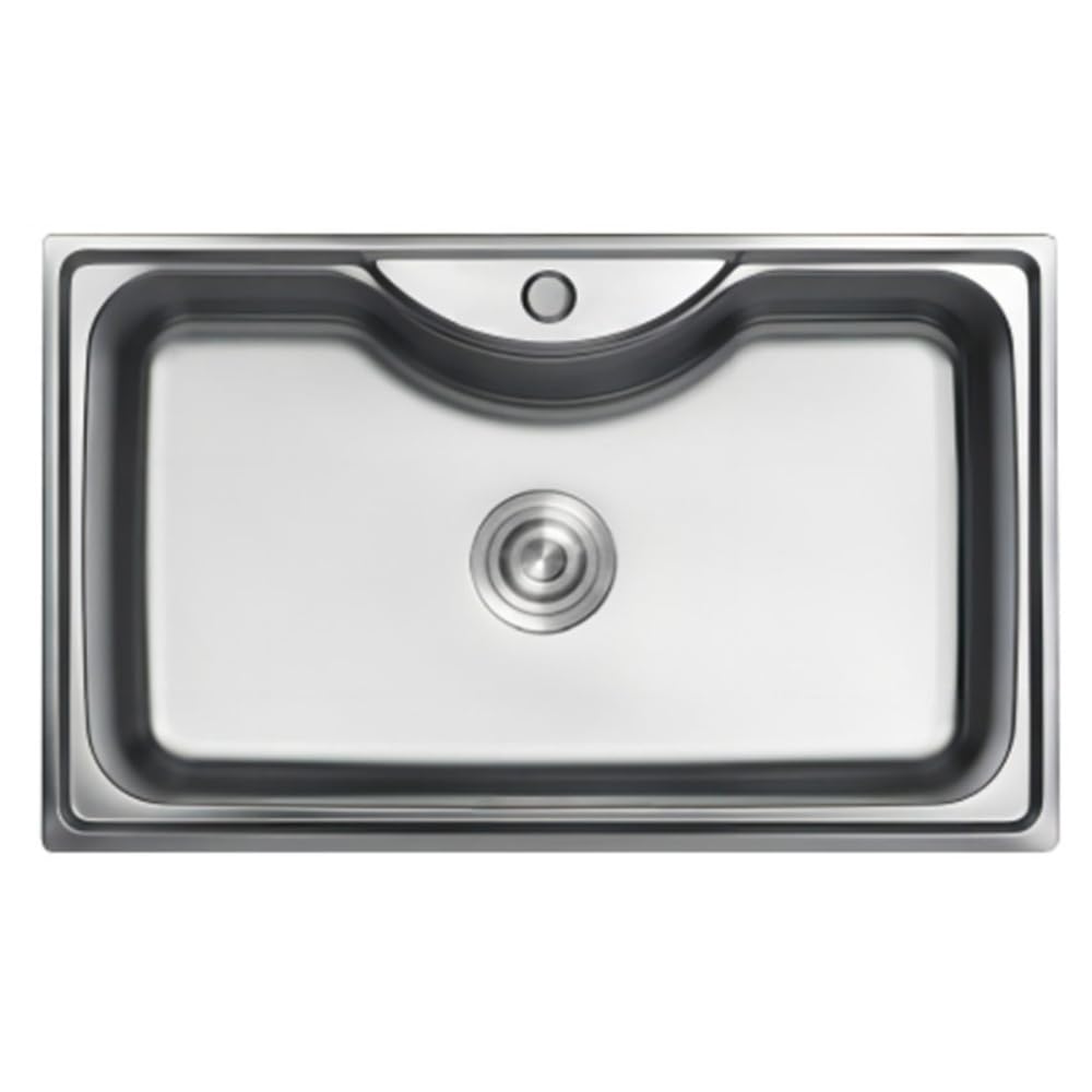 Ares Fregadero Cocina Acero Inoxidable AISI 304 80x49 cm - 1 Seno - Sobre Encimera - Resistente y Fácil Limpieza - Gran Cubeta 23 cm de Profundidad
