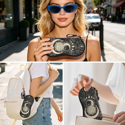 Image of Sunglasses Soft Case, Cute Ultra Light Portable Neoprene Zipper Eyeglass Glasses Case with Belt Clip for Men Women