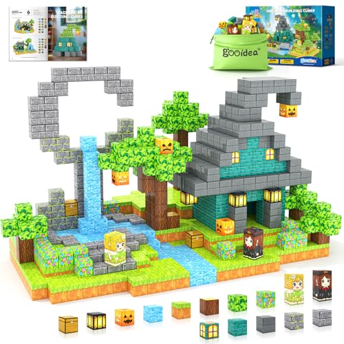 Magnetic Blocks Kids Building Toys Mine Magworld Magic Enchanted Building Craft 1” Cubes, Magnet Construction Sensory Toys for 3+ Year Old Boys Girls, Game Gifts for Kids Ages 4-6, 5-7, 4-8, 8-12