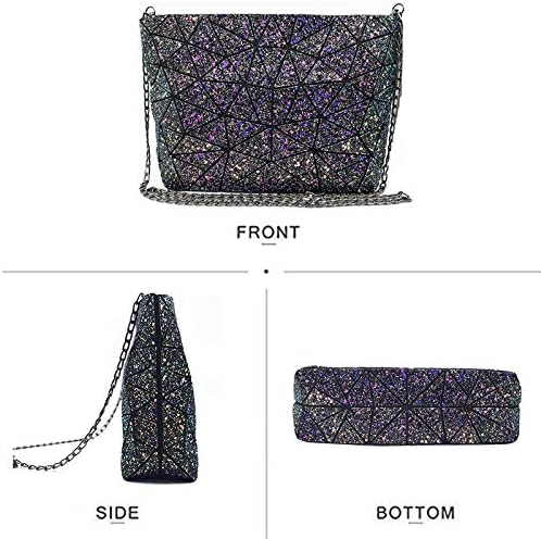 Goclothod Fashion Holographic Laser Shoulder Bag Geometric Envelope Clutch Chain Crossbody Purse - Image 6