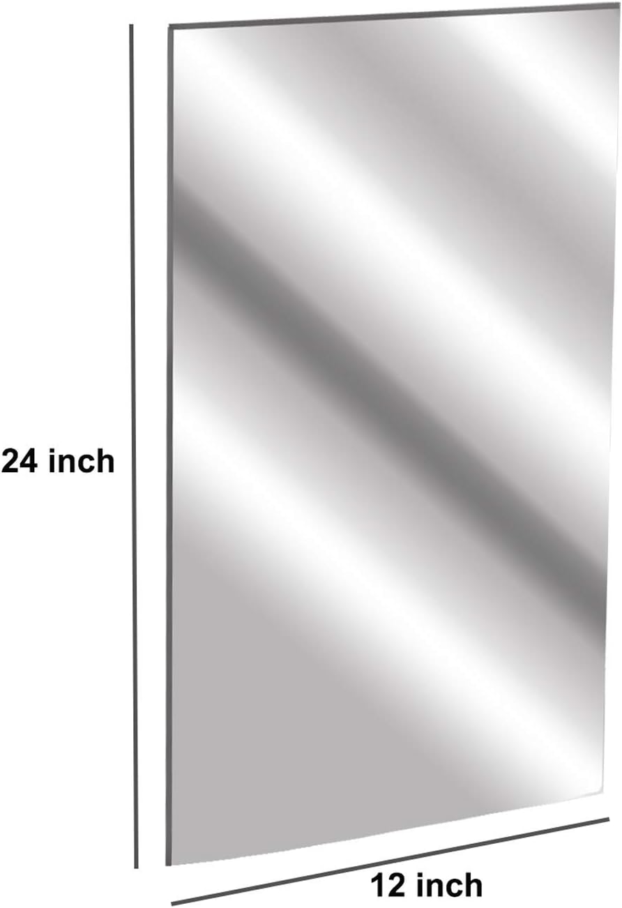 12" x 24" 1/8" Acrylic Mirror Sheet - 3mm Platic Silver Safety Plexiglass - Durable Un-Break Board for Bathroom, Gym, Dance Studio, Room Depot, Nursery, Home Decoration
