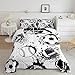 Ball Sports Comforter for Kids Boys Girls,Basketball Baseball Game Comforter Set Twin Size,Hip Hop Graffiti Artwork Bedding Set for All Seasons,Black and White Football Down Duvet