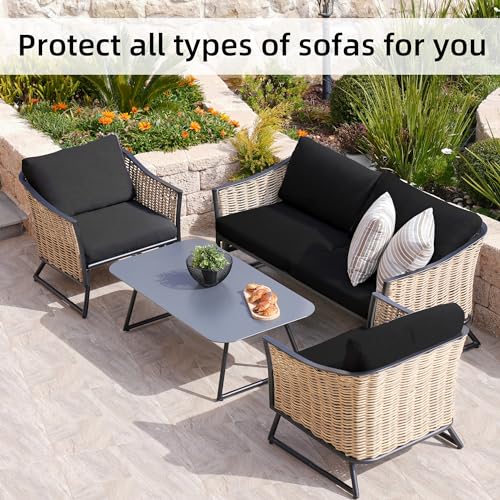 Image of 8Pcs Stretch Patio Cushion Covers,Outdoor Couch Covers Replacement,Outdoor Couch & Sofa Slipcovers,for Patio Furniture Cushion Covers,Washable Reusable Furniture Protector (Black, Cover Only)