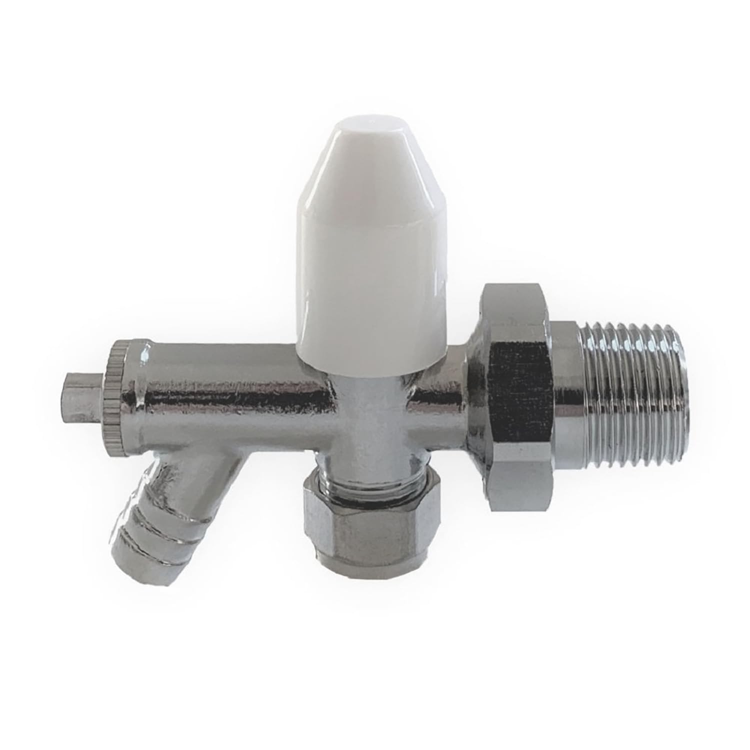Xcel Home Silver 10Mm Chrome Plated Cosmos Lockshield Radiator Valve With Drain Off