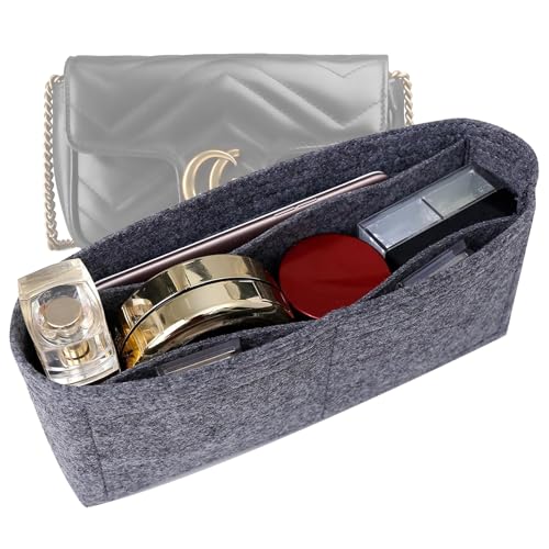 OAikor Purse Organizer Insert for GG Marmont Large Matelasse Shoulder Handbag and More, Felt Small Handbag Insert Liner Pouch for Women Inner Bladder Bag Storage Bag(Large, Grey)