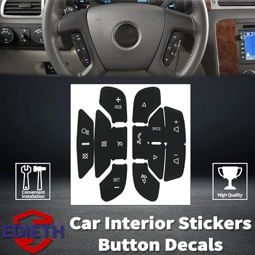 Image of Steering Wheel Control Decals Kit for Chevrolet 2007 2008 2009 2010 2012 2013 2014 - Dash Button Repair Kit Control Radio & Cruise Button Stickers