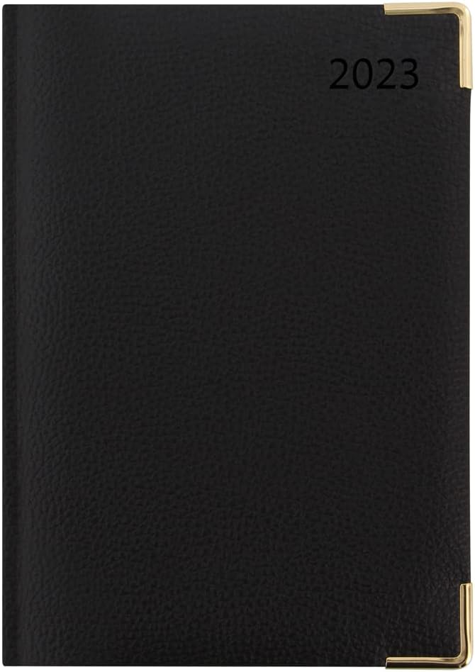 Letts Connoisseur A5 day to a page with appointments 2023 diary - black