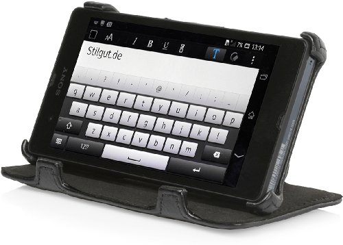 StilGut UltraSlim - Funda para Sony Xperia Z (función atril y vertical), color negro