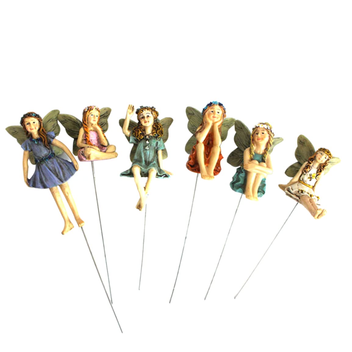 Rachlicy Fairy Garden Ornaments Outdoor Flower Pot Decoration 6pcs Miniature Fairies Figurines Accessories for Outdoor Decor