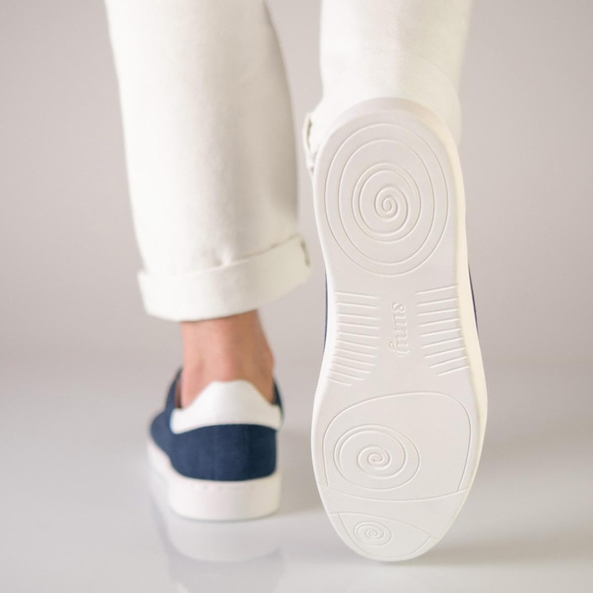 Anna Kern Suny Herren Dance Sneakers 7405 - Velourleder blau/Leder weiß - Normalweite - durchgehende PU Sohle - herausnehmbare Mehrweiten-Zwischensohle