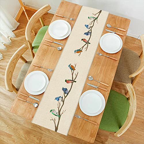 Bird Table Runner -Rustic Table Farmhouse Runner Spring Summer Winter Holiday Kitchen Long Dining Table Decoration For Home Party Decor 14 X 72 Inch Fall Decor Table Runner Birds Table Runner #TOP2