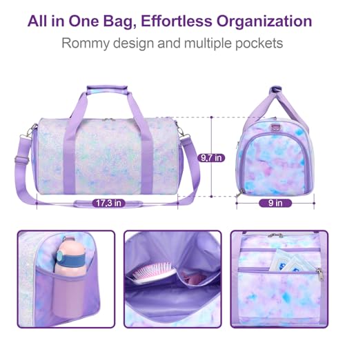 Image of Bagseri Duffel Bags for Kids - Girls Dance Travel Bag with Shoe Compartment