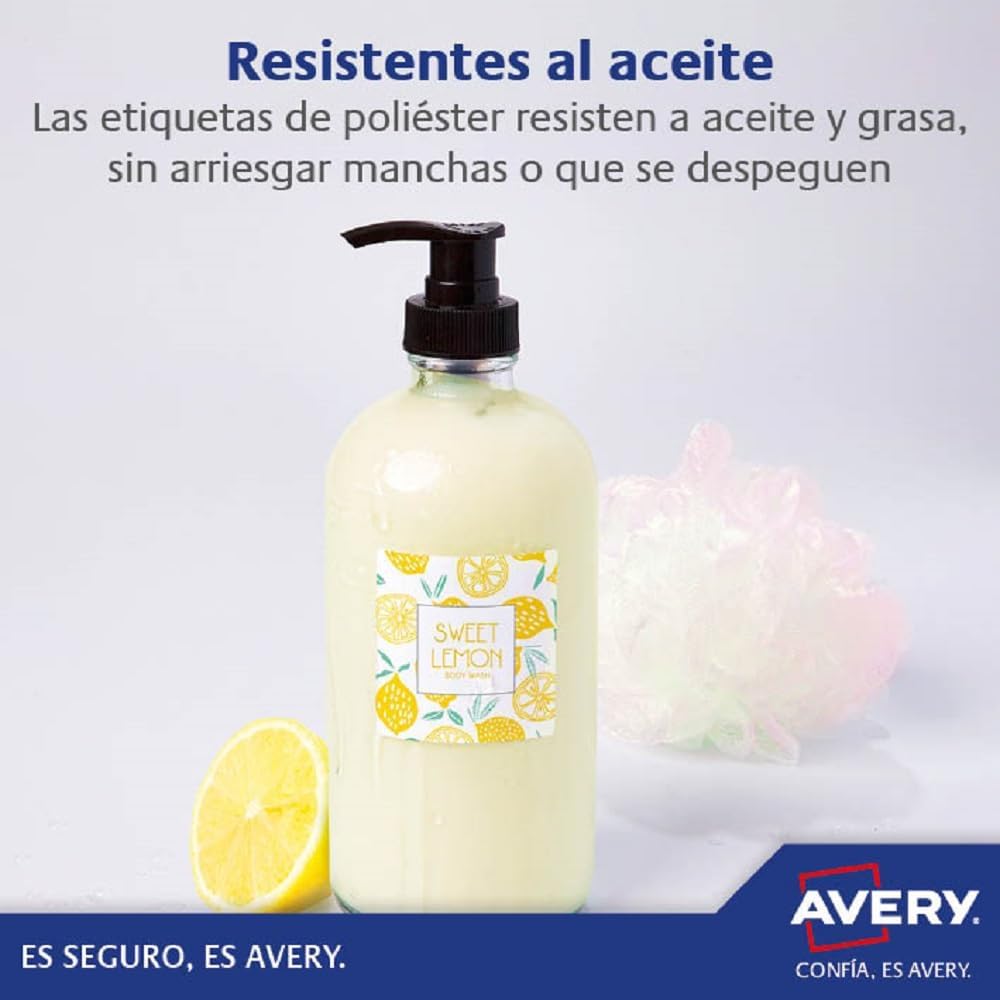 Avery Resistant, Printable, Heavy Duty Labels, Customisable, 63.5 x 33.9mm, White, 24 Labels per Sheet, 480 Labels per Pack (L4773-20)