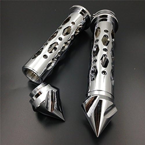 XKH- Motorcycle Chrome CNC Billet 7/8" 22mm Spike Car Ends Hand Grips Compatible with Suzuki GSXR Hayabusa FZR YZF 600 R1 R6 [B01G80RF9Y]