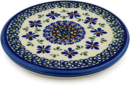 Polmedia Polish Pottery tabla para ollas, placa caliente - Patrón Gingham Flowers hecha a mano en Boleslawiec, Polonia con Certificado de Autenticidad miniatura 2